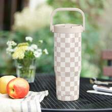 Pink Bow Stainless Steel Straw Lid Tumbler 30oz With Carry Handle For Women Girls, Insulated Travel Coffee Cup, Gift For Sports Outdoor Workout Christmas Birthday - 檢查器 - 查看 7