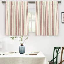 DriftAway - Cortinas opacas de mezcla de lino para recámara, doble capa a rayas, con aislamiento térmico, bolsillo para barra trasera, tratamiento de pestañas para sala de estar, 2 paneles de 52 x 36 - 1 - Ver 1