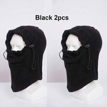 2件套冬季保暖抓绒针织拉法帽围巾男女通用，户外骑行滑雪面罩颈部保暖头套