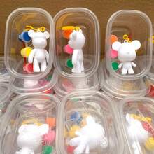 DIY Flüssigbär Schlüsselanhänger, Flüssigbär Graffiti handbemaltes Flüssigbär Graffiti Material Set, kreative Gips Flüssigbär, selbstständiges Pigment, handgemachter DIY kreativer Dekorationsartikel, hervorragender Flüssigbär Schlüsselanhänger - Weiss - Übersicht 4