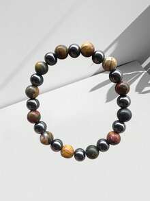 1pc Anxiety Relief Bracelet, Stress Relieving, Anti-Fatigue Natural African Bloodstone & Turquoise Beaded Bracelet, Suitable For Men And Women Daily Wear(The Number And Color Of The Beads Are Random.)