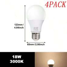 4个E27 LED灯泡，AC 220V，SMD2835芯片，功率可选12W、15W或18W，适用于客厅、家庭室内照明。