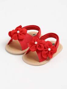 Infant Girl Sandals Newborn Summer First Walkers Shoes Infant Summer Sandals 0-1 Year Old Soft White Small Flower Breathable Infant Shoes 0-18 Months - Red - View 5