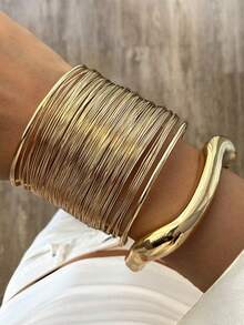 30/25/20/15/10/5pcs Multi-Piece Stackable Vintage Coin, Flower, Geometric, Ribbon, Water Drop, Colorful Resin, Heart, Twist, Faux Pearl Beaded, Chain Texture, Rhinestone, Bling Bling, Glossy, Minimalist Plain Circle, Snake Bone, Airplane, Plain Chain, Exaggerated Wide Bracelet Set, Simple Elegant Delicate Retro Design, Suitable For Holiday, Party, Date, Gift, Daily Wear (Random Shipment)