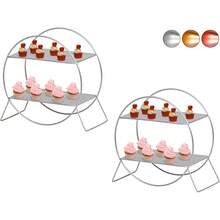 2 Bandeja Dourada 2 Andar 30cm Roda Gigante Kit De Festa Decoração - Prata - Visão 2