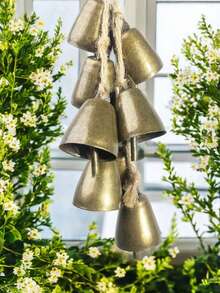 Sinos artesanais, sinos de bronze, enfeites de sino de vento, um cordão com 8 combinações, decoração para casa, sinos de vento que podem ser pendurados na porta de casa para decoração de casamentos, festas de fim de ano, decoração de Natal, decoração de quarto, decoração de Natal de inverno, decoração de Natal para casa, presentes de Natal, decoração natalina - Bronze - Ver 2