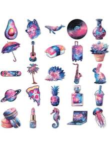 SCXXBSW 50 Peças Adesivos Decorativos de Grafite Céu Estrelado em Estilo Cartoon para Copos, Laptops, Malas, Capas de Celular, Adesivos Transparentes Duplos - Multicolorido - Visão 11