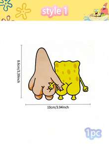 SpongeBob SquarePants 1张海绵宝宝抓屁股卡通车贴，可定制，创意十足，适用于电动自行车，刮擦式车窗装饰贴纸；海绵宝宝车贴，派大星捏屁股，趣味十足，适用于电动摩托车，汽车玻璃装饰 - 彩色 - 查看 10
