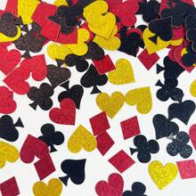 100/200 Peças Conjunto de Confetes Cintilantes Coloridos de Las Vegas para Noiva, Casamento, Festa de Aniversário, Aniversário, Festa de Despedida de Solteira - Confetes Reutilizáveis com Formato de Coração Preto e Dourado, Espalhe na Mesa da Festa, Decorações de Festa - Multicolorido - Visão 5