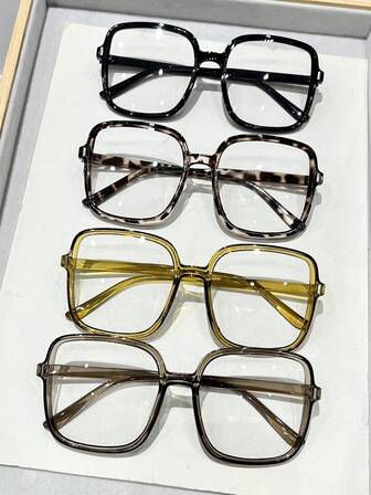 4副塑料几何豹纹太阳镜，基础款简约休闲女式透明眼镜，适合日常阅读、音乐节、街头摄影、节日礼物、约会穿搭配饰