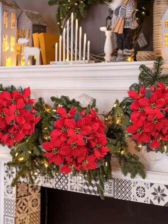 12/10/6/5/1pc Large Artificial Poinsettia, Red Christmas Floral Decor, Suitable For Home Decor, Dining Table Centerpiece, Wedding, Trees, Displays & Winter Window Displays, Bouquet Decorations, Artificial Flower Wreath, Large Decorative Artificial Flowers, Tabletop Floral Centerpiece, Wedding Floral Arrangement, Bouquet Accessories, Background Flowers, Hanging Flowers, Poinsettia Christmas Decoration