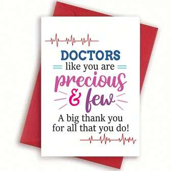 1pc Doctor Card - Thank You For All That You Do, Express Your Heartfelt Gratitude, 5" X 7" With Envelope, Unique Gift