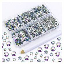 4500PCS Resin Flatback Rhinestone, 2mm 3mm 4mm 5mm 6mm AB Iridescent Flatback Rhinestones For Tumblers, Nails Art, Mugs, Bottles, Craft Dration, Loose Bling Glitter Gem Stone - 多色104 - 查看 1