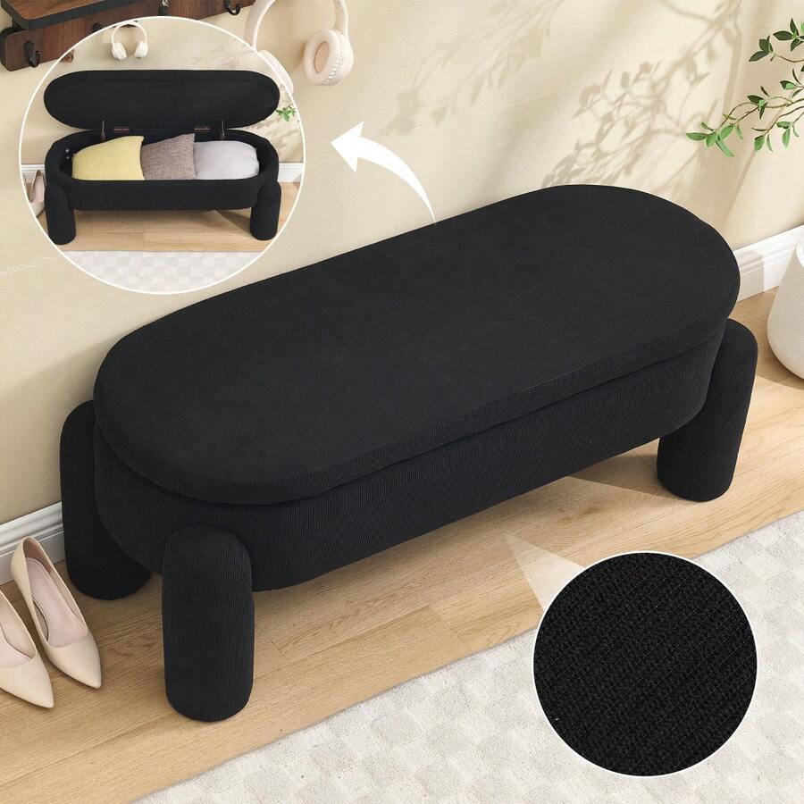Bedroom Benches - Black + Corduroy - View 1