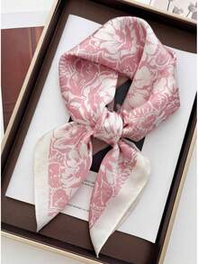 1 Piece Handkerchief Style Plain Scarf Women's Colorful Graffiti Print Small Shawl Scarf Panama Scarf Headscarf Hijab Scarf 70x 70cm Square Headband, Suitable For Daily And Casual Vacation, Holiday Gift - 粉紅色2# - 查看 1