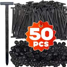 50-100pcs Self-Locking Nylon Universal Zip Ties, Heavy Duty Fastener Straps With Buckle And Button For Car Repair And Daily Use - Black - View 11