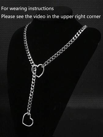 1 pieza Collar con cadena de corazón hueco, regalo de moda y sexy para parejas, adecuado para uso casual, de fiesta o citas. Cadena de corazón, gargantilla, collar, bondage, accesorios, regalo del Día de San Valentín