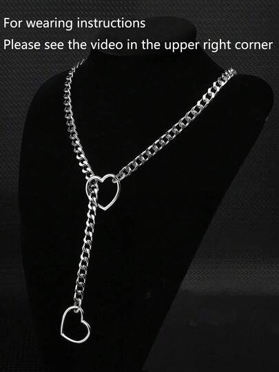 1pc Hollow Heart Chain Necklace, Fashion Sexy Couples Gift Suitable For Women Dating, Casual, Party Wear. Heart Chain, Choker, Necklace, Bondage, Props, Valentine's Day Gift