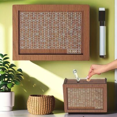 1 Piece Wooden Money Box With Digital Counter High-Value Large Capacity Can Hold Up To 10,000 US Dollars High-Quality Wooden Savings Bank Home Desktop Decoration Ornament