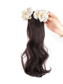 合成假发 优雅印花波点蕾丝发饰 香蕉夹式分层卷发马尾 低扎自然马尾爪 适合女性日常佩戴和聚会 - 彩色 - 查看 15