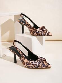 Giày cao gót hở gót hở mũi, họa tiết da báo nhiều màu, thắt nơ thủ công, dáng rộng, quai hậu, phù hợp để mặc hàng ngày, dự tiệc, tiệc tùng, giày cao gót thời trang họa tiết da báo cỡ lớn dành cho nữ. Màu sắc và họa tiết da báo được phân loại ngẫu nhiên, họa tiết và hướng thắt nơ được phân loại ngẫu nhiên - Nhiều màu - Xem 10