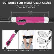 5 - In - 1 Training Kit: Grip Trainer, Swing Correcting Arm Band, High - Resolution Impact Tape Correct Position, Adjustable Tee Height Club Groove Sharpener Adjusting Hitting - Hồng - Xem 3