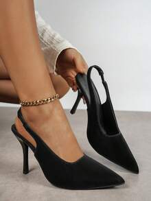 Wiosna/Lato 2025 Nowe buty na obcasie ze szpiczastym noskiem, uniwersalne sandały na cienkim obcasie w stylu francuskim z zakrytymi palcami, dojazdy do pracy i modne