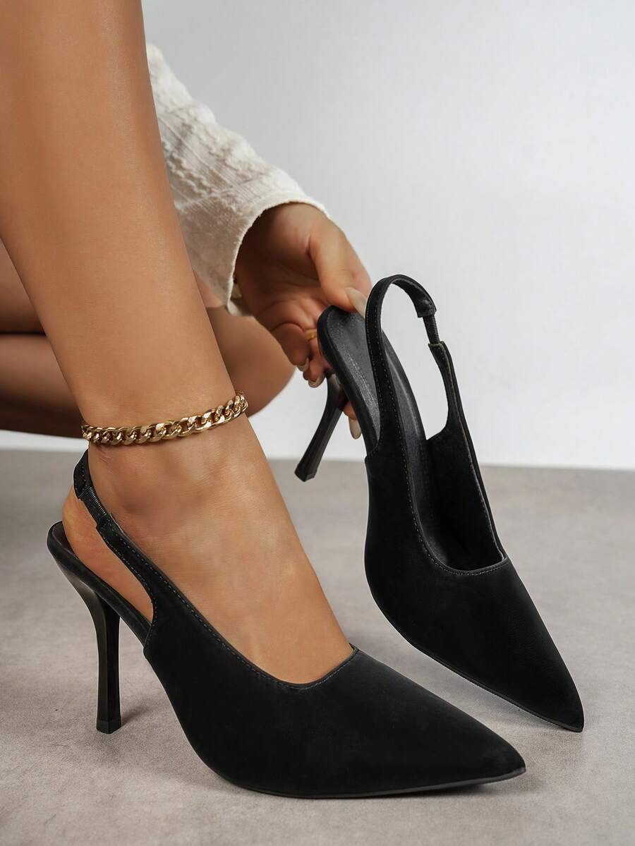 Wiosna/Lato 2025 Nowe buty na obcasie ze szpiczastym noskiem, uniwersalne sandały na cienkim obcasie w stylu francuskim z zakrytymi palcami, dojazdy do pracy i modne