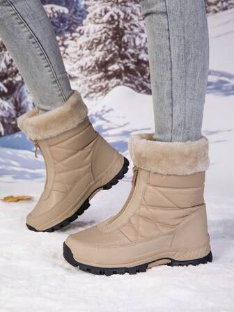 2025 Autumn/Winter New Anti-Slip Snow Boots For Women, Thermal Lined Thick Warm Leg Protection, Versatile Casual Boots, Size 36-42