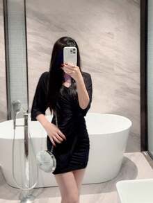 1个闪亮蝴蝶结设计迷你盒形手拿包，优雅奢华水钻装饰晚礼服包，迷人派对手提包，适合正式场合的魅力女士手拿包，适合作为节日礼物，配有可拆卸肩链 - 銀色 - 查看 11