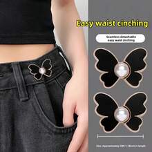 4pcs Butterfly Waist Cincher Jeans Buttons Adjustable Waist Tightener, No Piercing Invisible Buckle Decorative Buttons - Multicolor - View 14