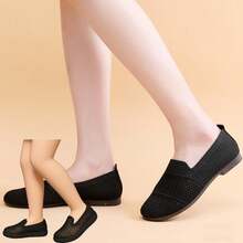 zapatilla elegantes de mujer Zapatos planos cómodos de suela blanda para mujer, antideslizantes, con lazo, sencillos y sin cordones, ideales para un look casual y versátil. - Negro - Ver 1