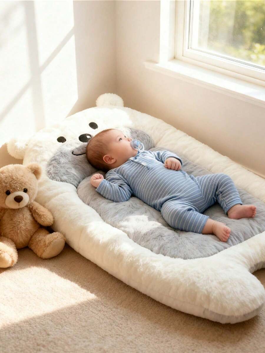 1件装婴儿动物卡通造型睡垫，舒缓新生儿睡眠摇篮垫，适合新生儿，4种颜色可选 - 彩色 - 查看 1