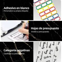 Organizador de Dinero A6, Organigastos Tipo Cartera Cuero con 12 Sobres Transparentes con Cierre, 12 Hojas de Planificador de Presupuesto de Finanzas, Libreta de Ahorro y Gastos con 3 Pegatinas, Rosa - Negro - Ver 10