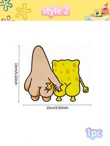 SpongeBob SquarePants 1张海绵宝宝抓屁股卡通车贴，可定制，创意十足，适用于电动自行车，刮擦式车窗装饰贴纸；海绵宝宝车贴，派大星捏屁股，趣味十足，适用于电动摩托车，汽车玻璃装饰 - 彩色 - 查看 16