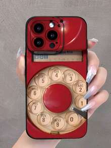 Old Telephone Red Retro Simple Phone Case Suitable Compatible With Iphone 16, 15, 14, 13, 12, 11, PRO MAX, X, XS, PLUS,,MINI,16E/SE4,As Well As, Galaxy S22/23/24/25 Ultra