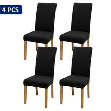 1/4/6pcs Stretch Solid Color Dining Chair Covers, Removable Machine Washable Pure Milk Silk Chair Slipcovers - Black - View 10