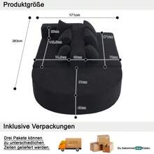 Fully Compressed, Boneless Sofa, Living Room/Bedroom With Segmented Cloud Sofa, Modern Modular Sofa, No Assembly Required, Comfortable And Skin-Friendly Chenille Fabric - Black - View 11