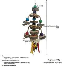 Corde à mâcher avec perles colorées pour perroquet - Jouet à mâcher en bois de pomme pour cockatiels et perroquets - Fournitures naturelles en bois pour le conditionnement du bec et le temps de jeu des oiseaux - Multicolore - Voir 6