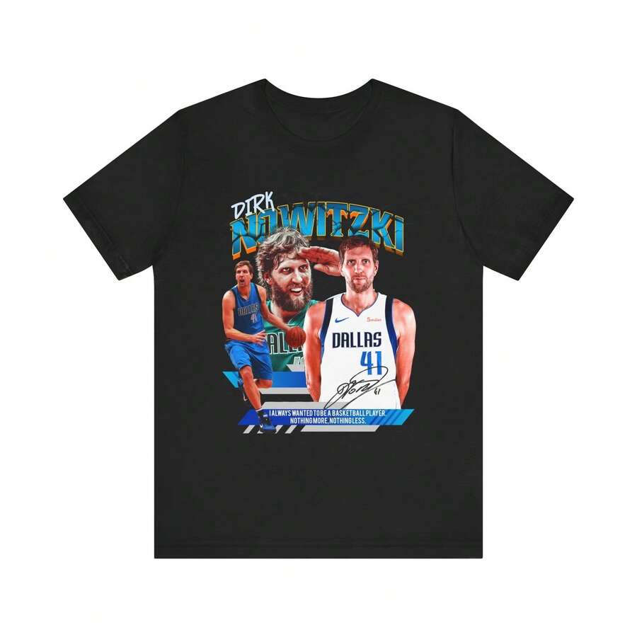 Dirk Nowitzki  Graphic Tee Shirt Dallas Mavericks Champion Retro Legend Gift - màu đen - Xem 1