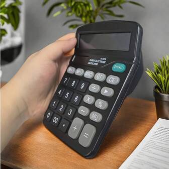 1pc High Cost-Effective 12-Digit Calculator, Solar/Battery Dual Power, Large Buttons For Office, Finance, Student, Cashier, Memory Storage + GT Accumulation + Error Correction, Desktop & Portable Dual-Use Electronic Calculator, Household & Commercial Essential Calculating Tool