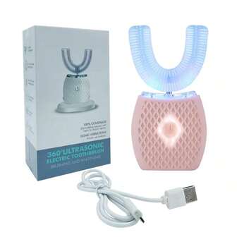 Cepillo de dientes eléctrico impermeable de 4 modos con luz LED para blanqueamiento de dientes de adultos