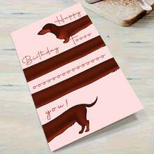 Adult Birthday Card For Dachshund Lovers - Cute Long Dog "Happy Birthday Toooo You" Greeting (With Envelope) - Multicolor - View 7