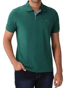 Ogochi Men's Basic Plain Polo Shirt With Logo, No Pocket, Original - Tropical Rainforest - View 7