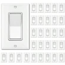 30 Pack Single Pole Decorator Light Switch Rocker Paddle Wall Switch For Home And Office Lighting Control On/Off Interrupter With Wall Plate Suitable For 15A 120/277V Circuits UL Listed Safety Certification White Finish For Seamless Interior Decoration - SinglePole - View 1