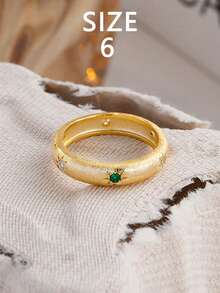 1 件原创百搭 S925 纯银拉丝八角星彩色锆石复古奢华女士戒指，适合女士日常佩戴、节日和派对礼物珠宝