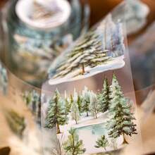 60mm*2M Retro Plant Tree Forest Scrapbook Supplies Simple Pet Tape Creative Pattern Fresh Red Maple Tree Forest Cherry Tree Birch Tree Journal Bullet Journal Material Background Decorative Collage Cute Stickers Waterproof DIY Tape School Stationery Supplies - Multicolor - View 4