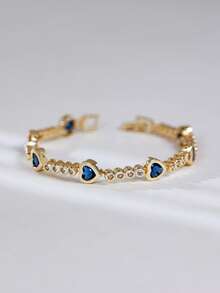 1 件优雅心形合成锆石簇状网球手链，适合女士，情人节/生日的奢华礼物