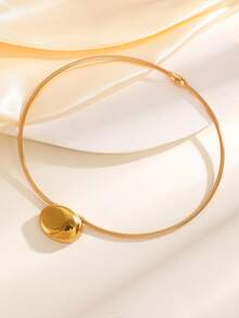 1pc Vintage Gold Stainless Steel Snake Bone Chain Curved Oval Necklaces For Women,Stainlees Steel Jewelry, Ideal For Daily Casual Valentine's Day, Vacation, Festival Wear, Gifts For Women, Jewelry Women, Best Friend Gifts Women