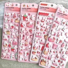 Miếng dán xốp EVA 3D hình chú thỏ dâu tây màu hồng dễ thương, miếng dán bong bóng trang trí nhật ký cô gái đáng yêu, miếng dán hình chú thỏ ôm dâu tây - Nhiều màu - Xem 1